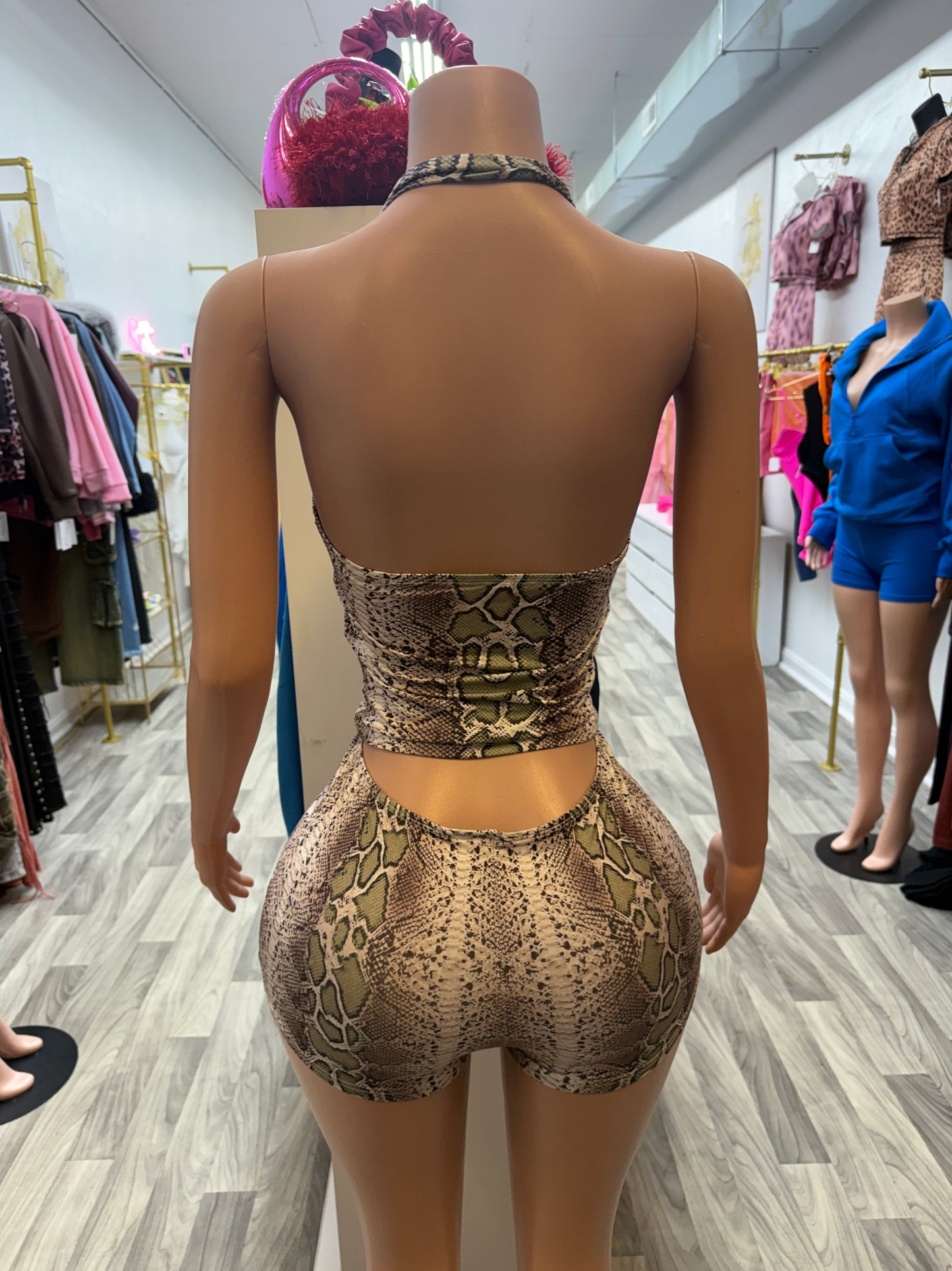 Wild Attraction Snake Print Short Set