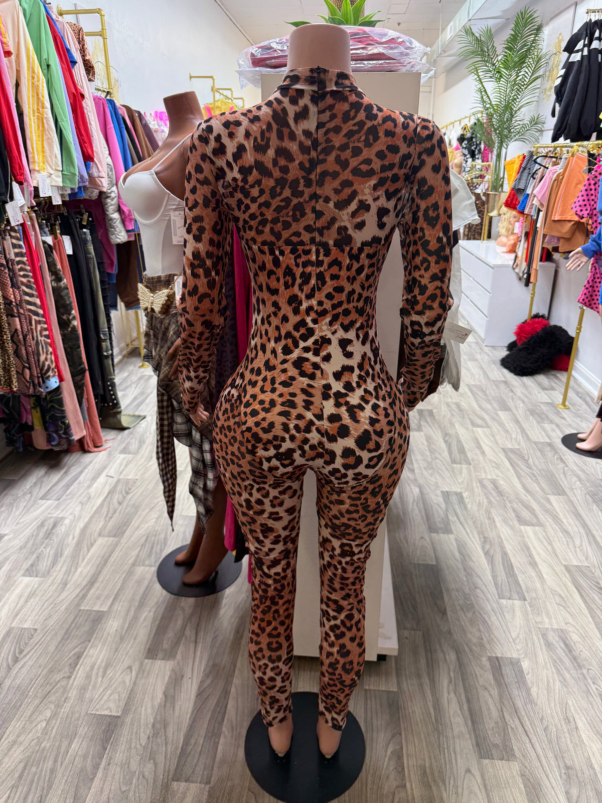 Wild Instinct Leopard Mock Neck Jumpsuit