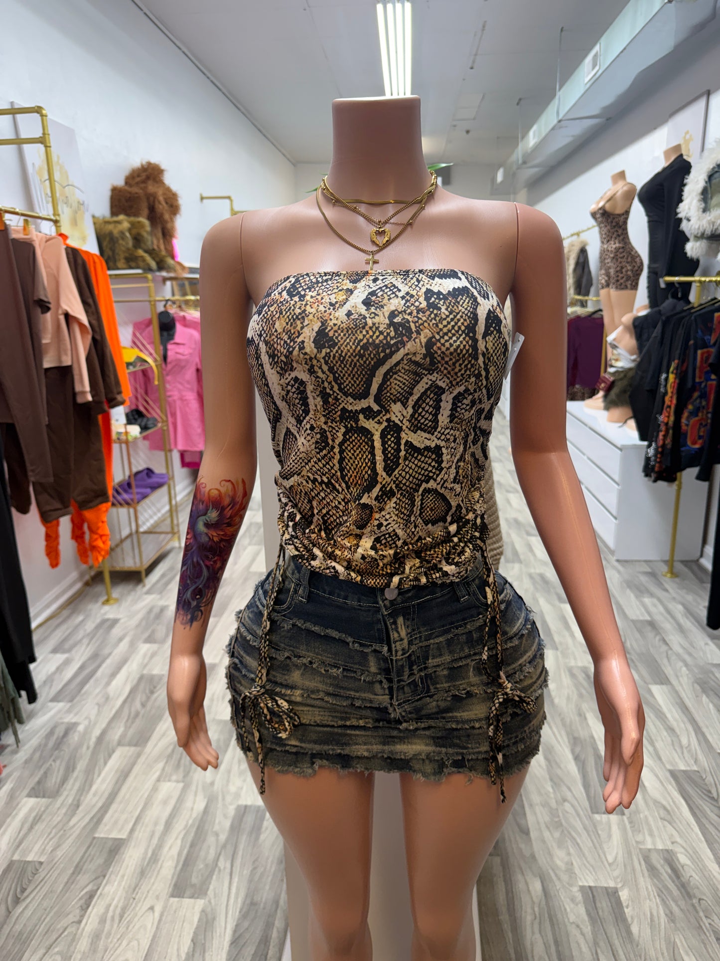 Snatched Denim Micro Mini Skort (Distressed High Waist)