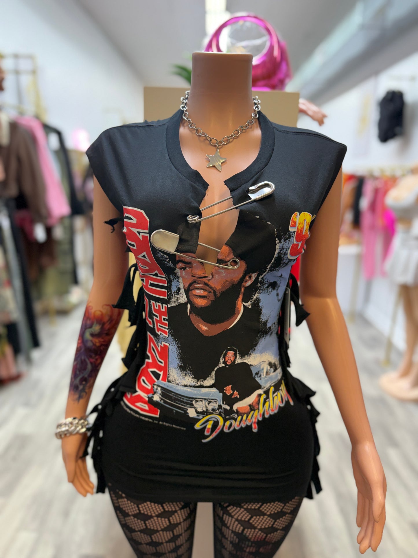 90’s Icon Safety Pin Graphic Mini Dress