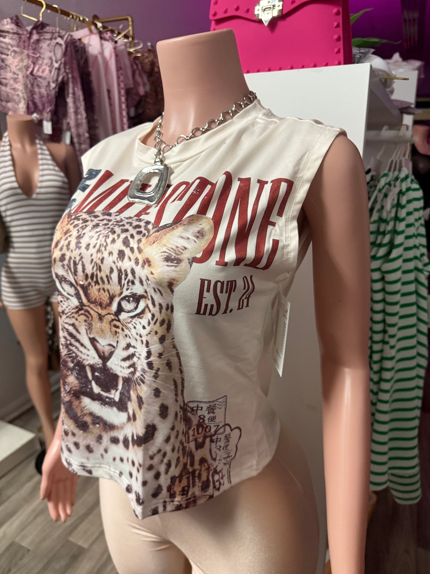 Wild Instinct Leopard Graphic Muscle Tee
