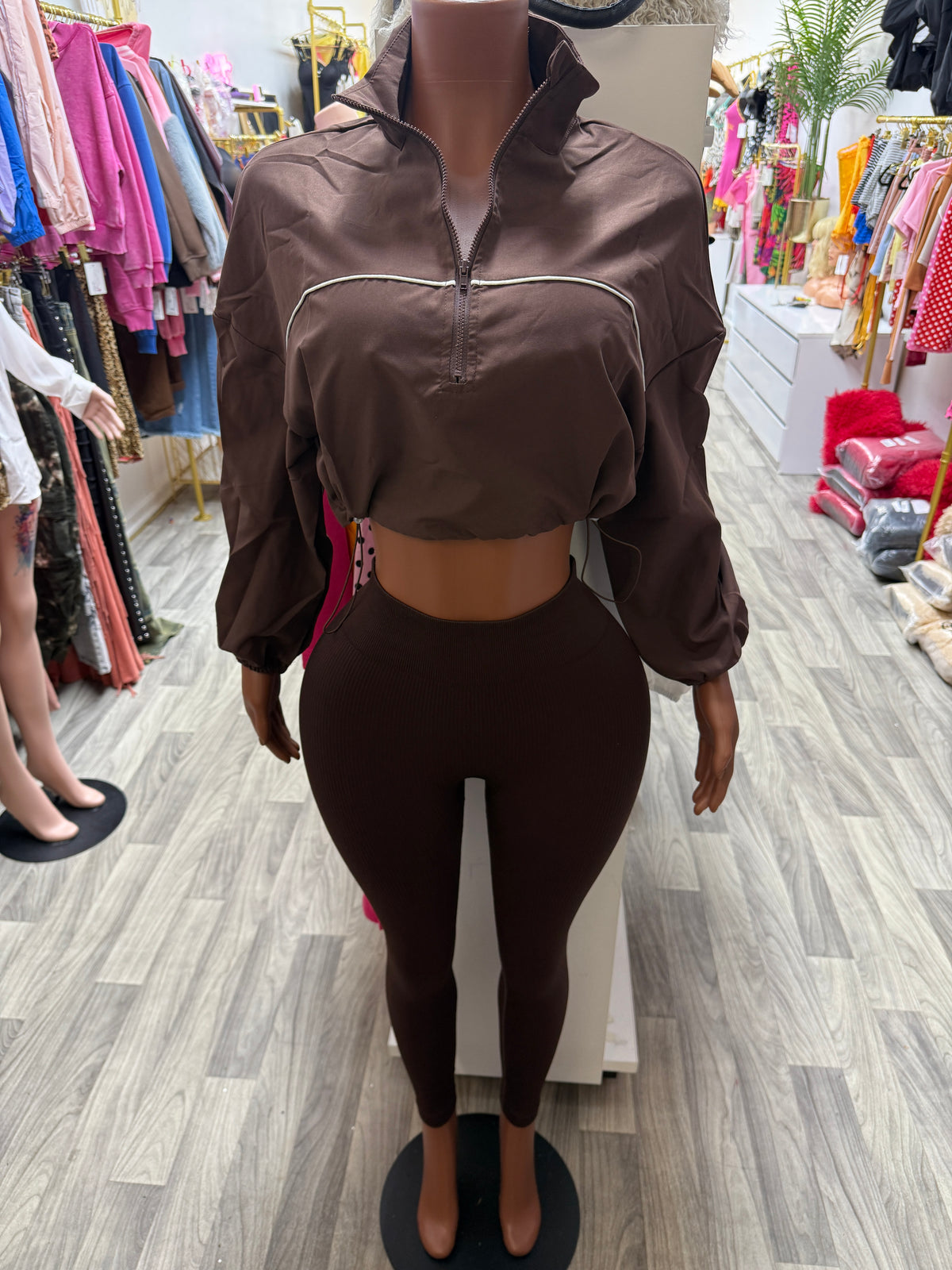 Jet Set Cropped Windbreaker & Ribbed Legging Set