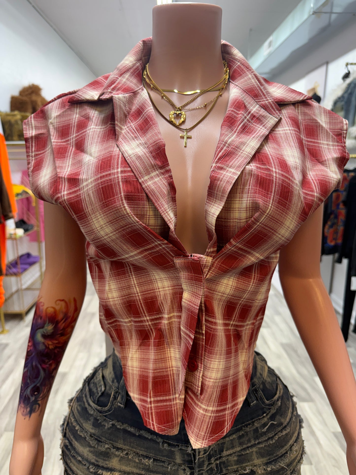 Country Baddie Plaid Corset Style Top