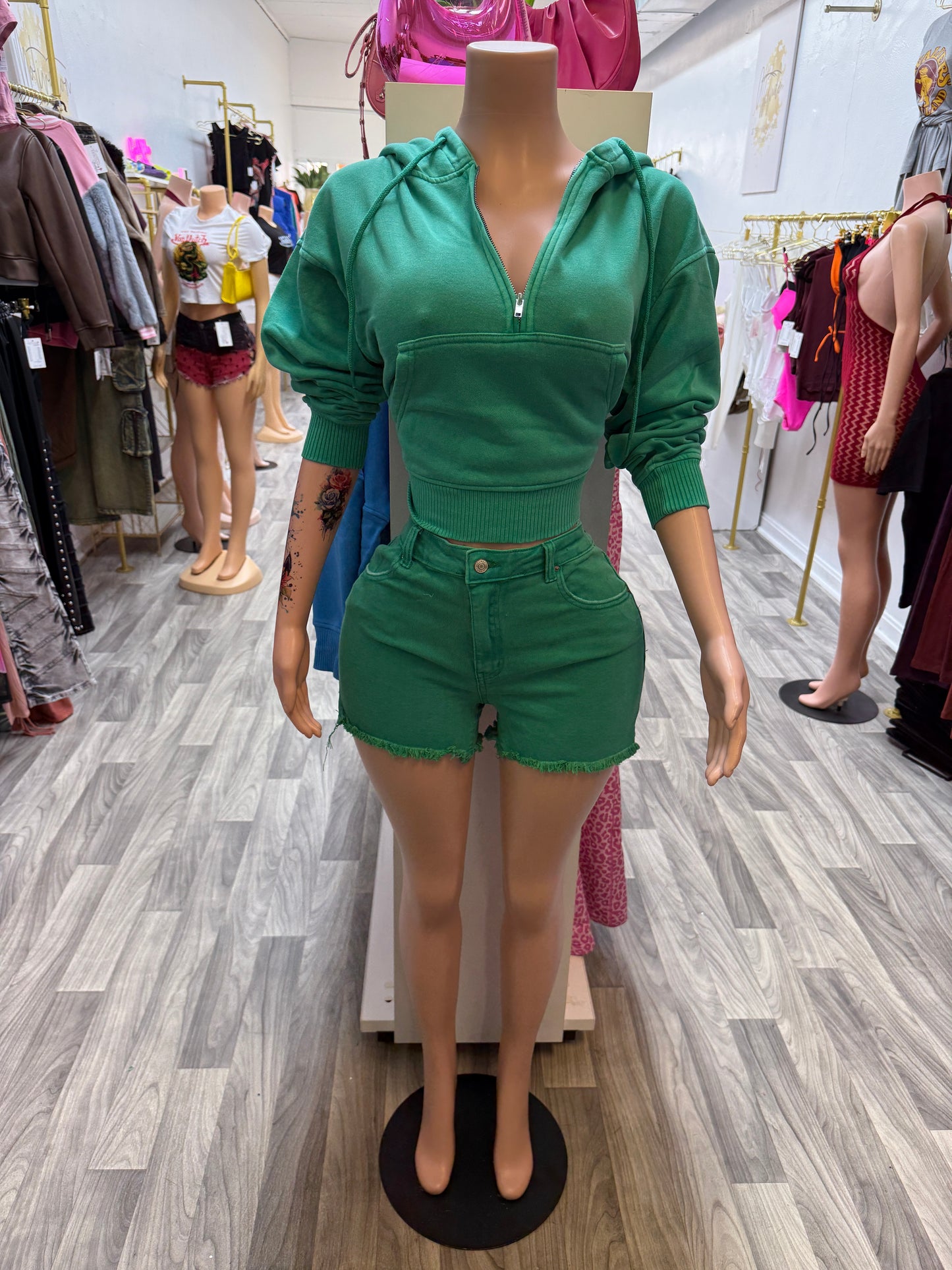 Mint To Be Denim Short Set π