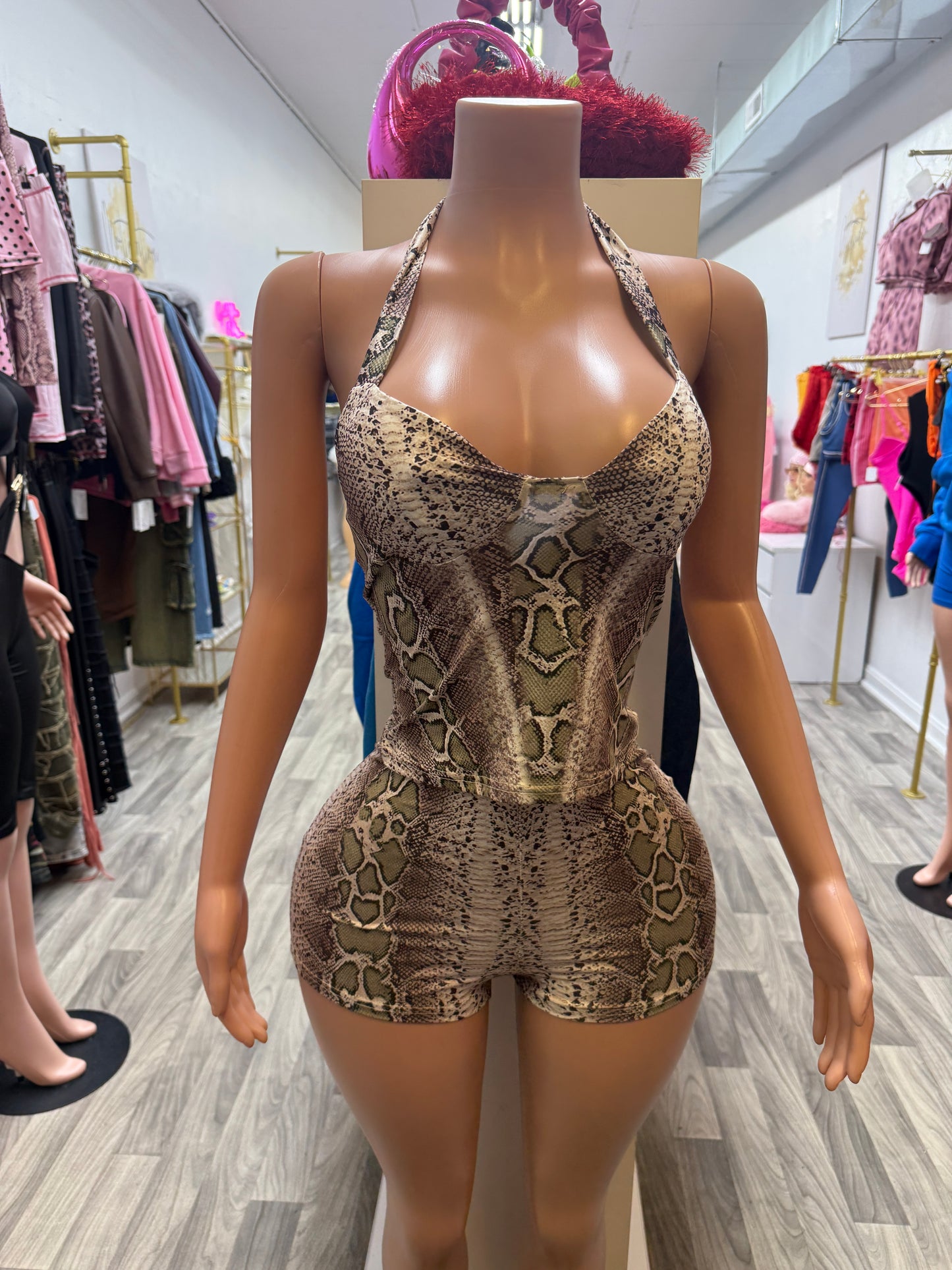 Wild Attraction Snake Print Short Set