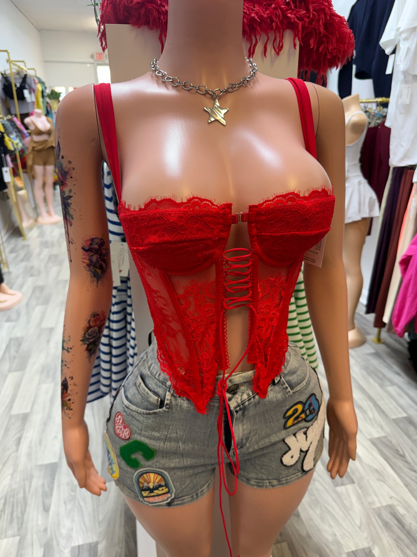 Scarlet Seduction Lace Corset Top