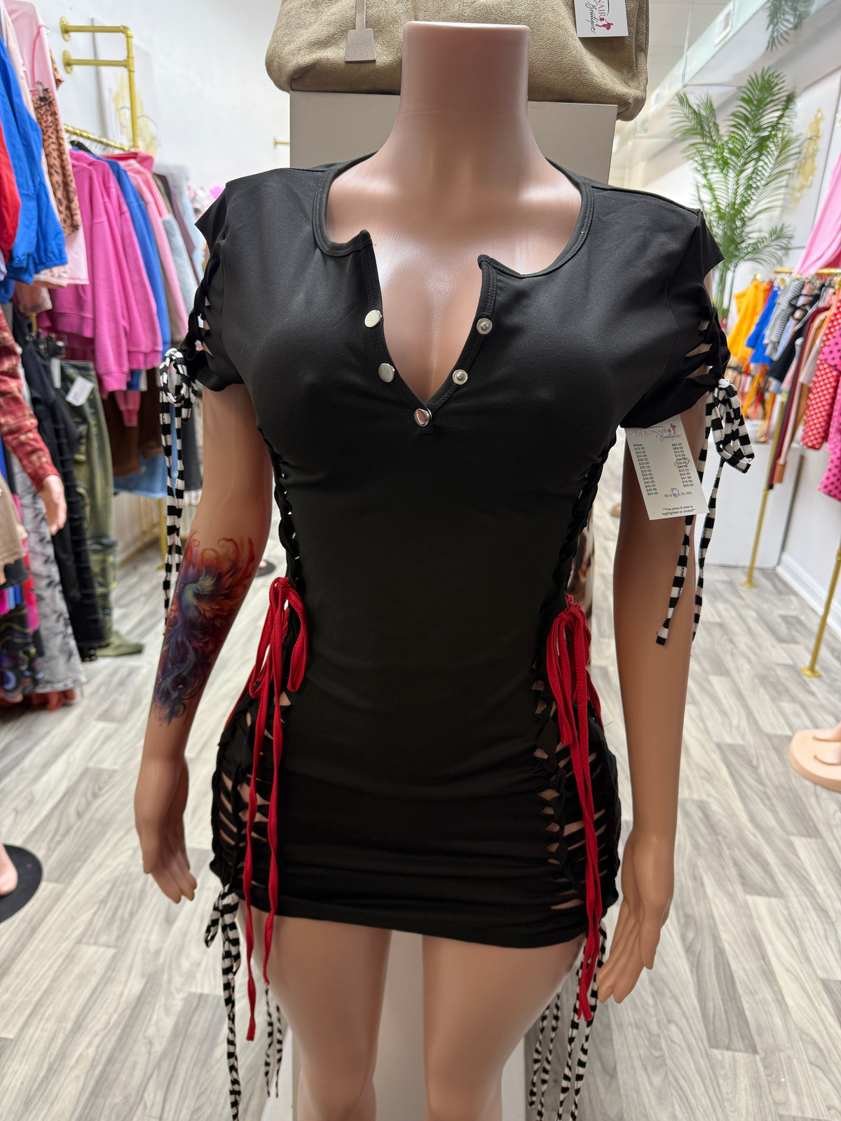 Risky Business Lace-Up Cutout Mini Dress – Black