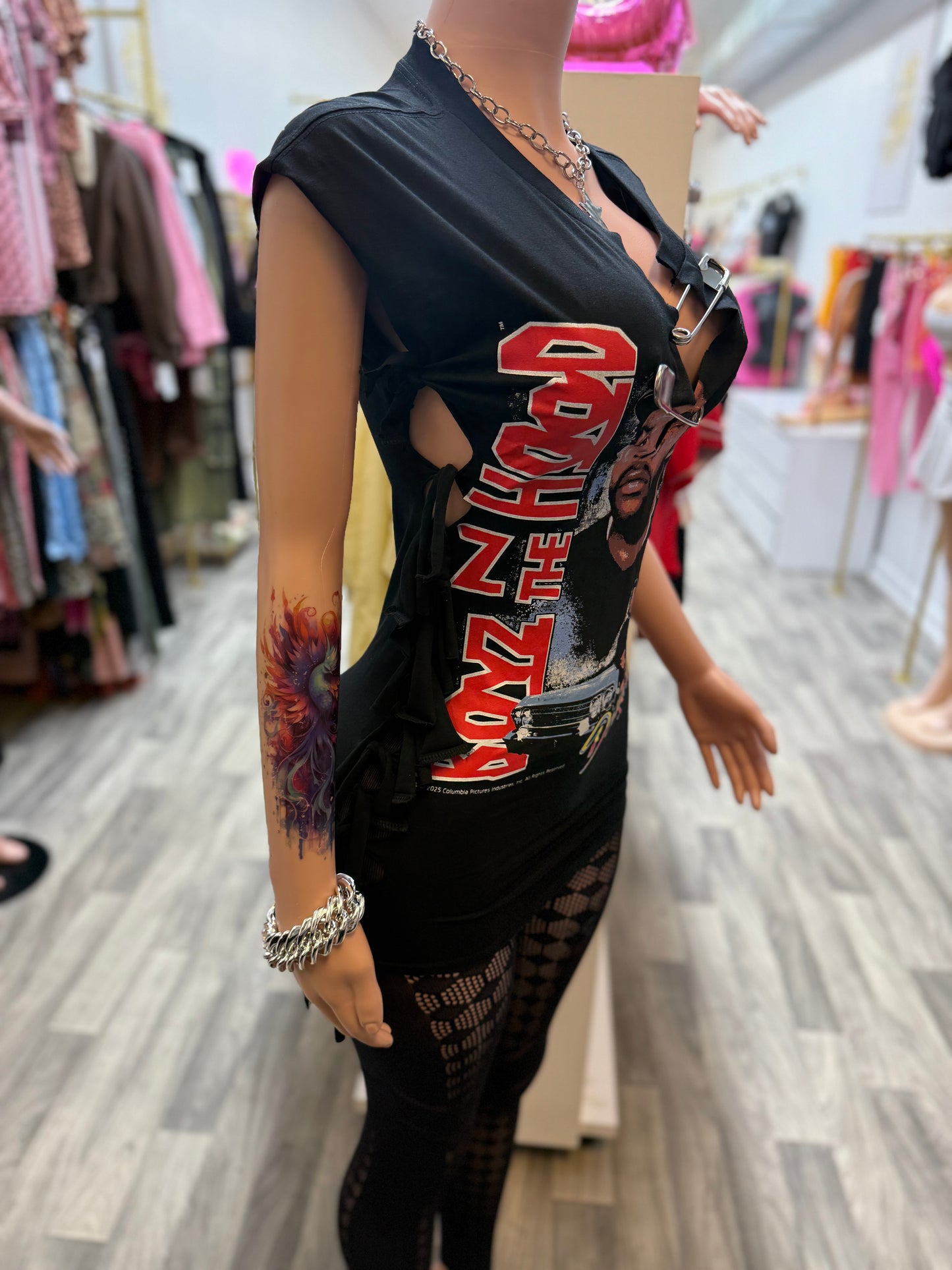 90’s Icon Safety Pin Graphic Mini Dress