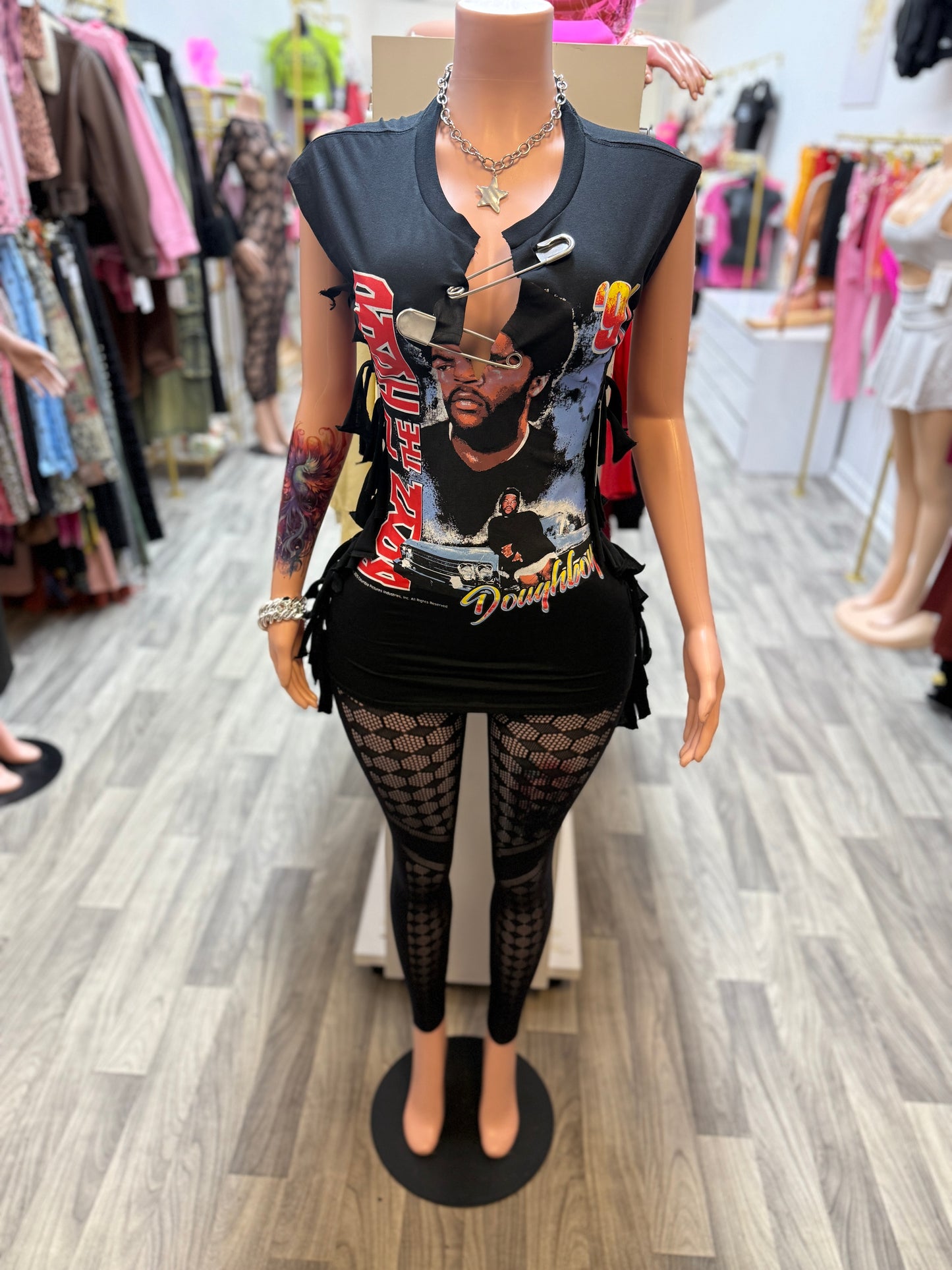 90’s Icon Safety Pin Graphic Mini Dress