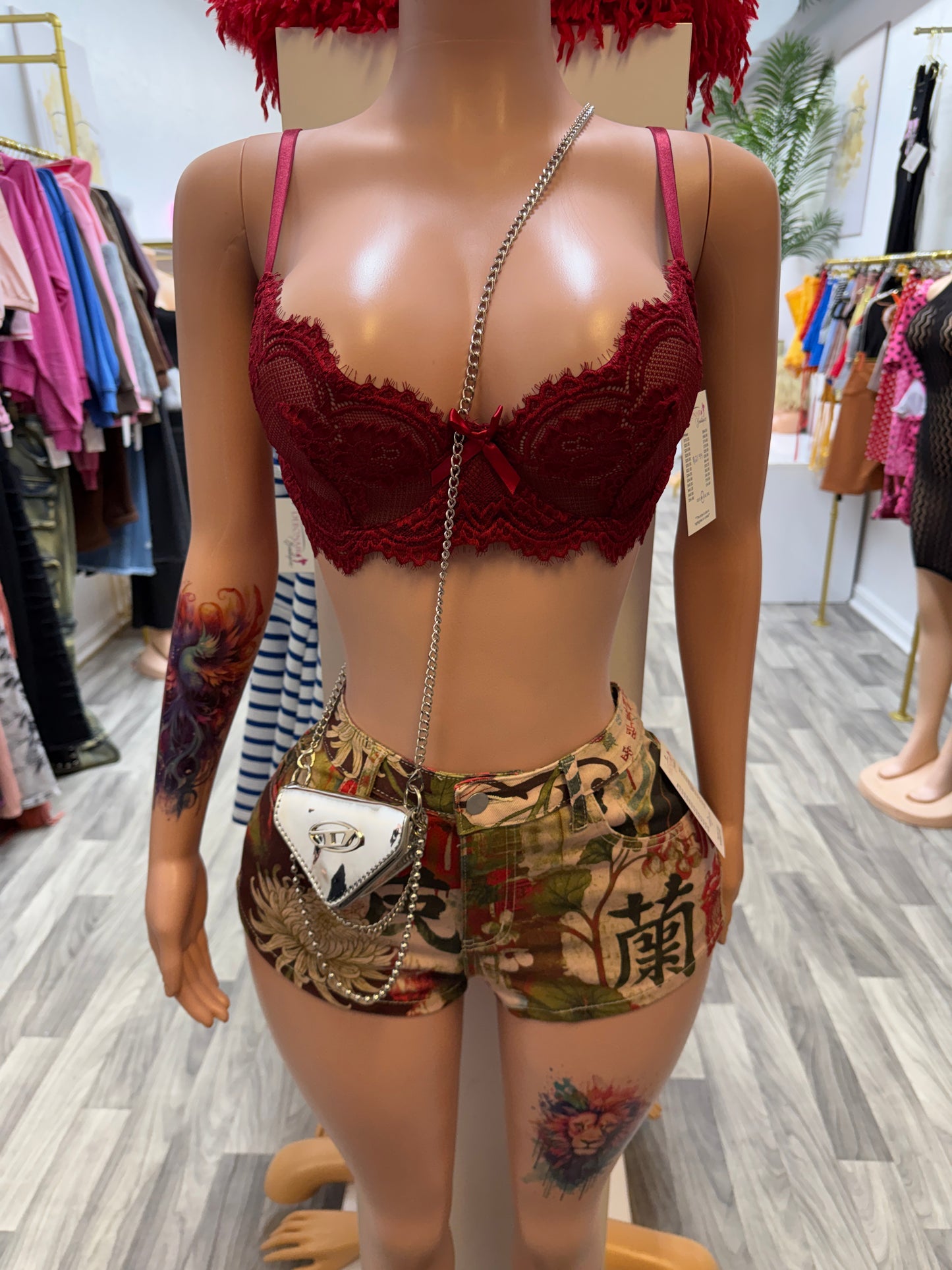 Tokyo Garden Printed Denim Shorts