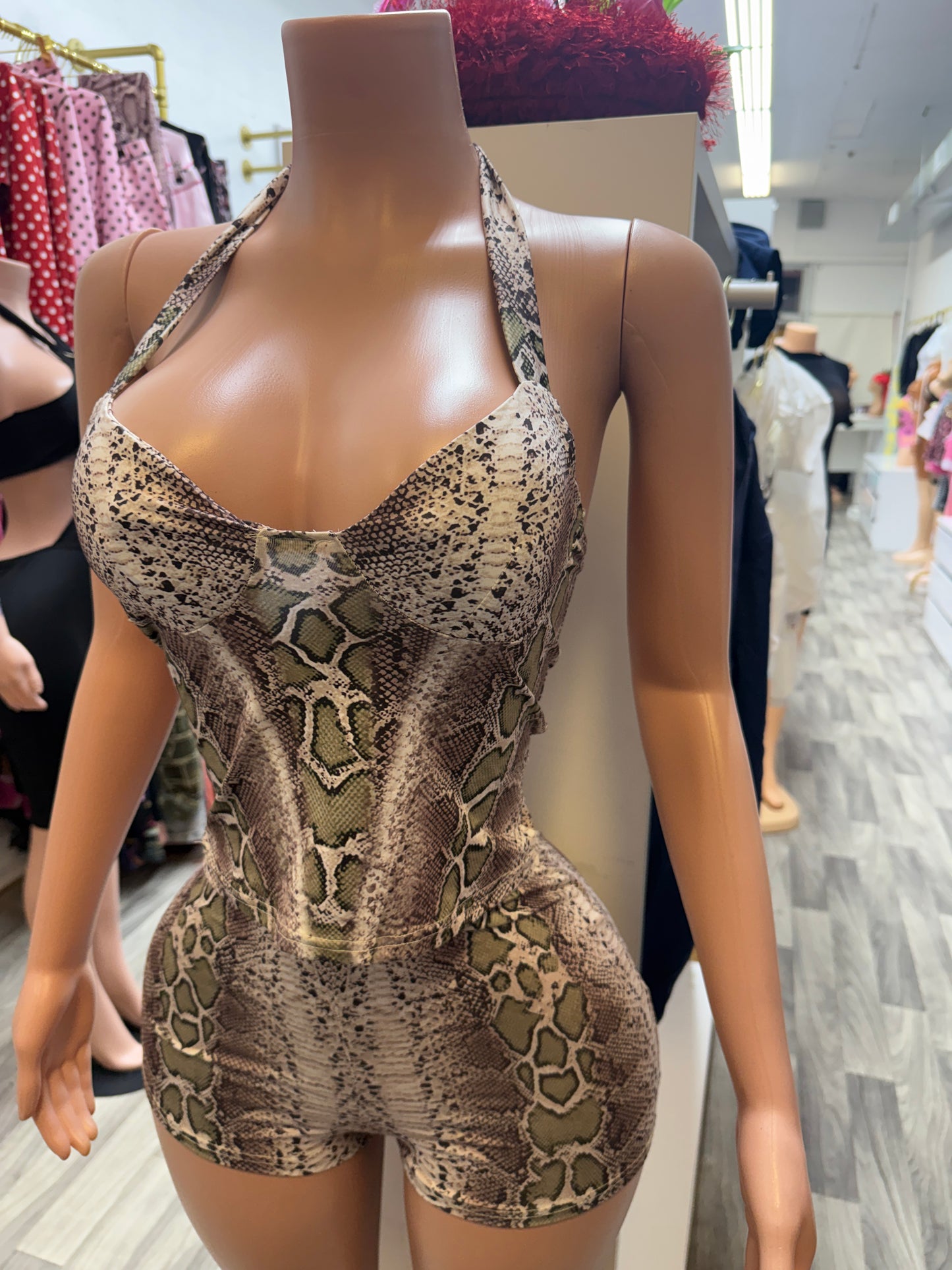 Wild Attraction Snake Print Short Set