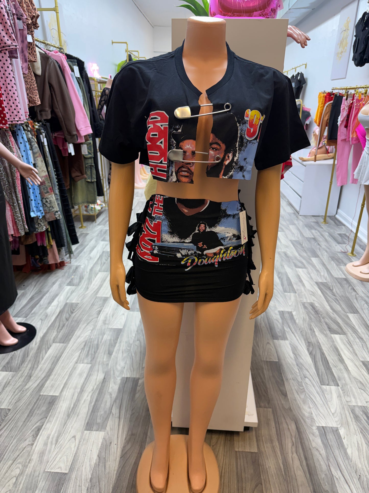90’s Icon Safety Pin Graphic Skirt Set