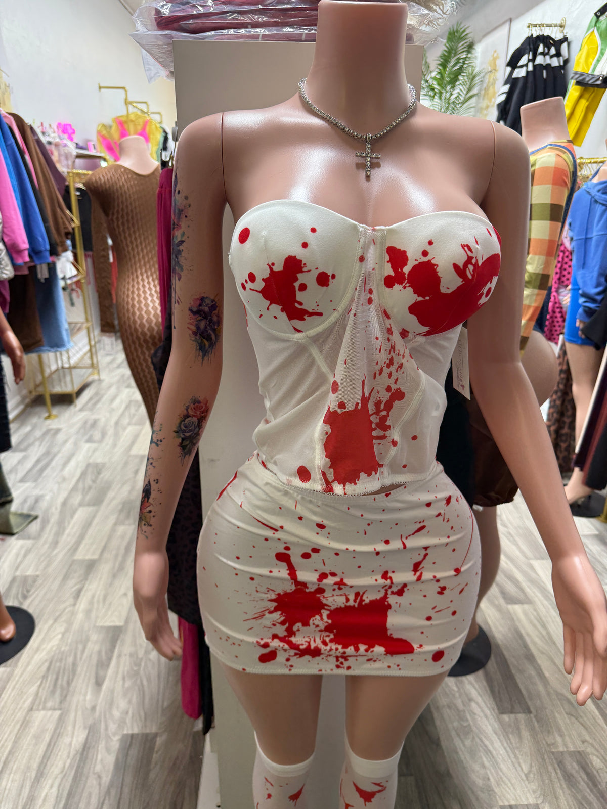 Scream Queen Blood Splatter 3-Piece Halloween Costume Set