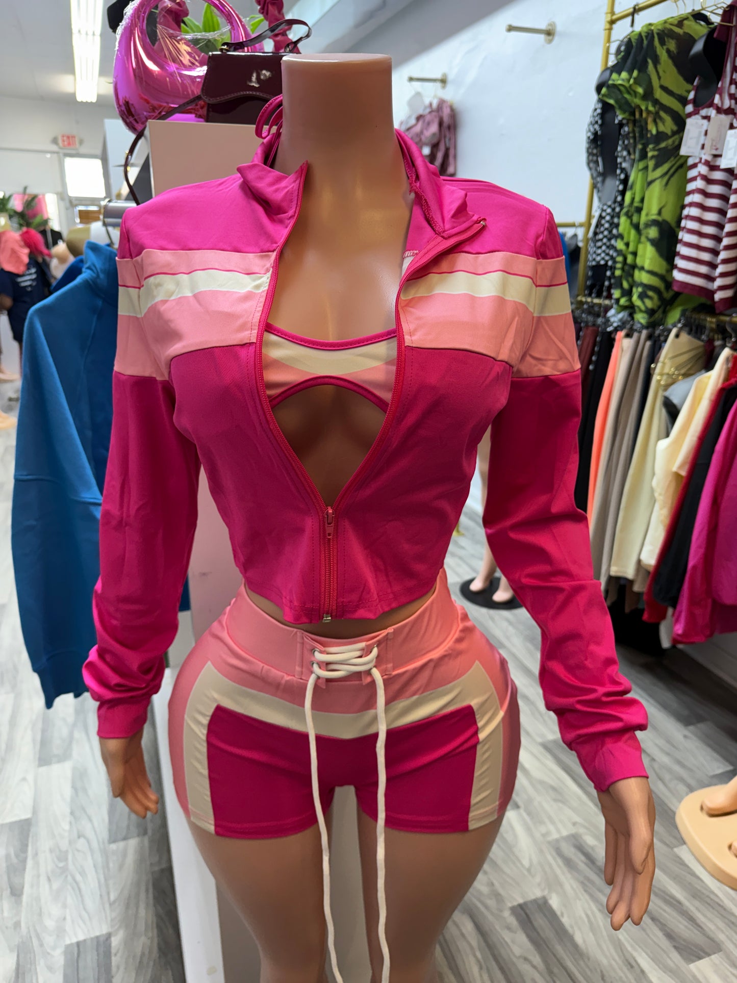 Pink Rush 3-Piece Active Luxe Short Set
