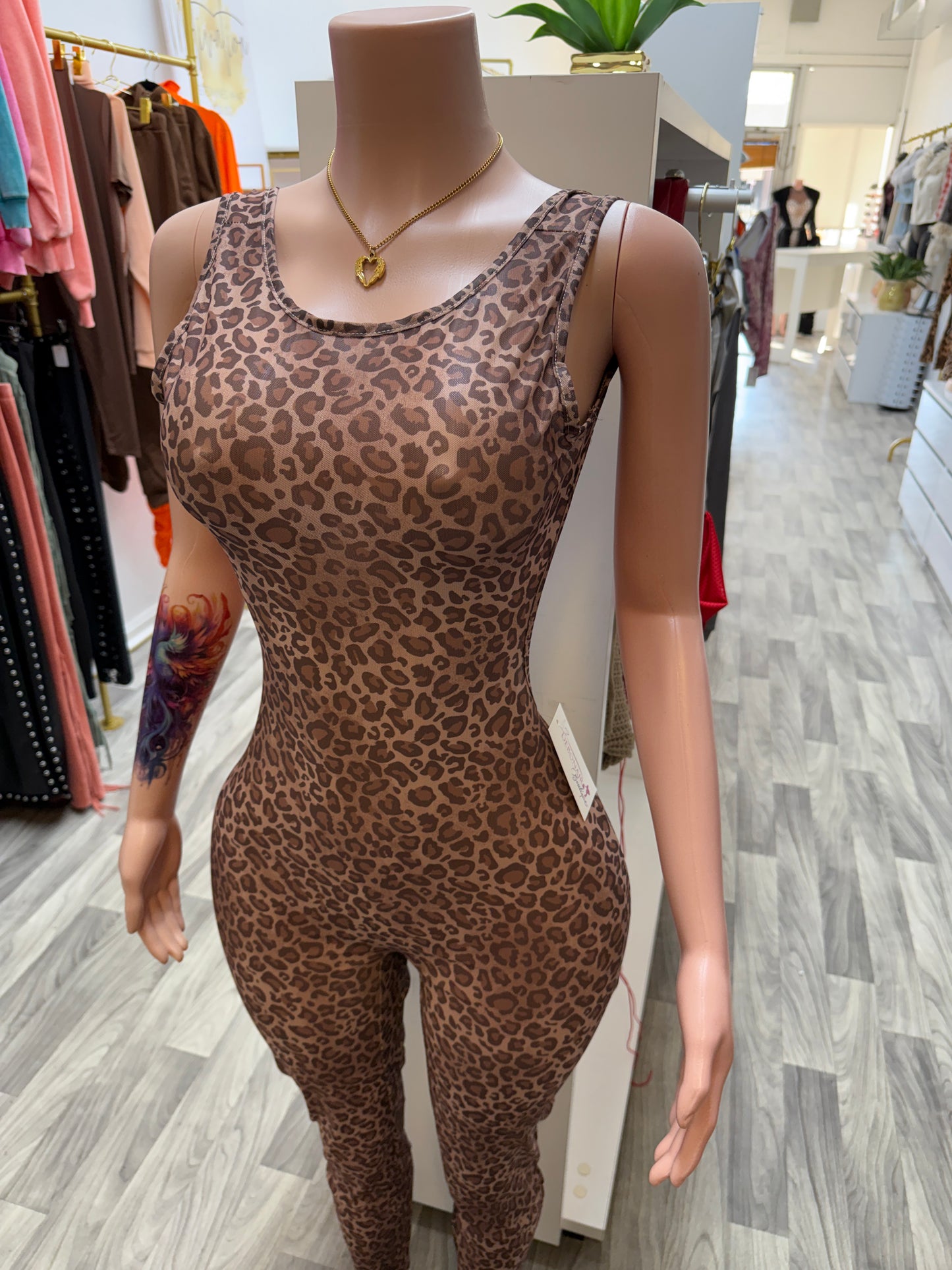 Wild Temptation Leopard Mesh Jumpsuit – Open Back Scrunch Bodycon