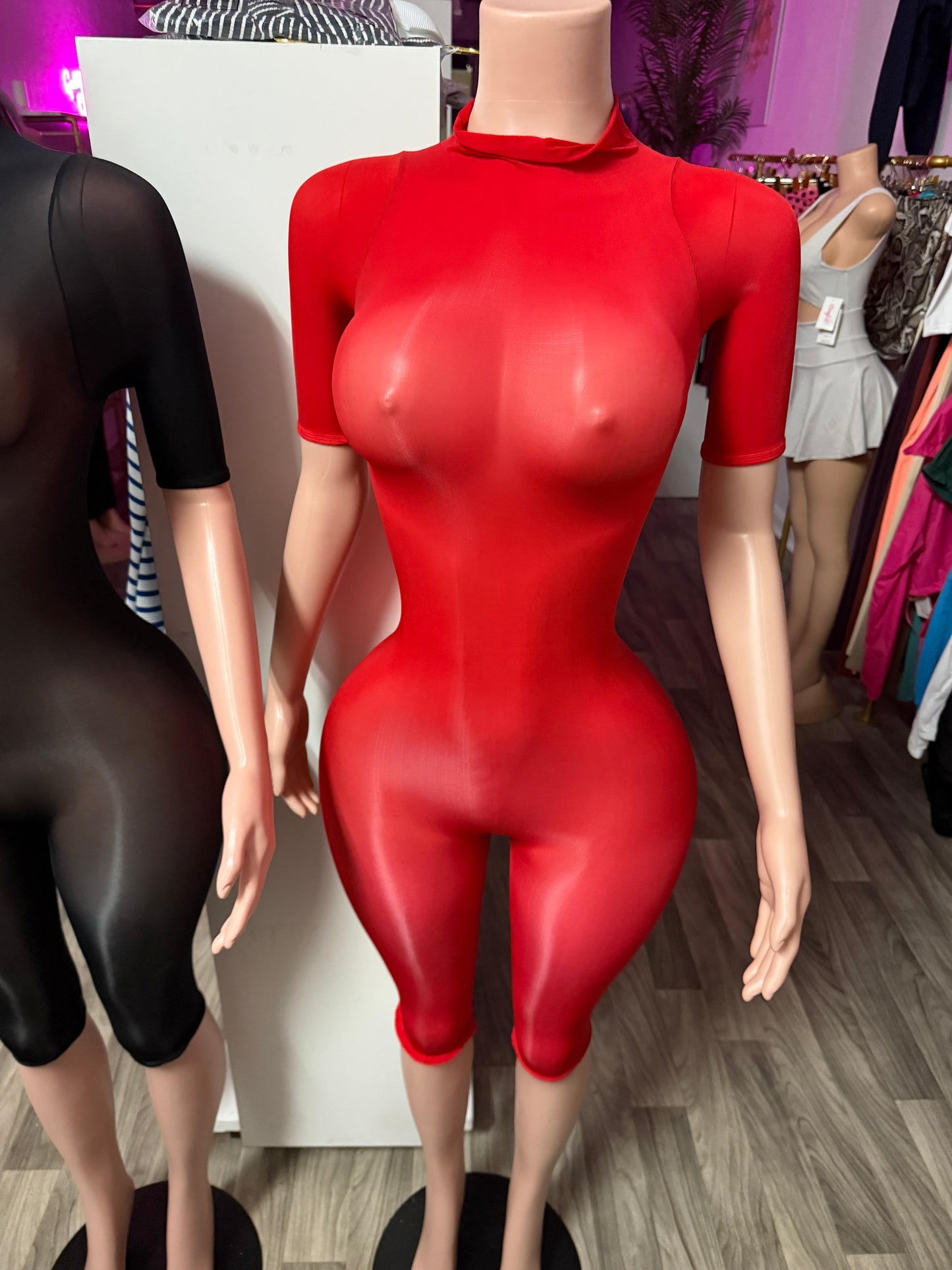 Sculpt & Slay Mock Neck Biker Romper