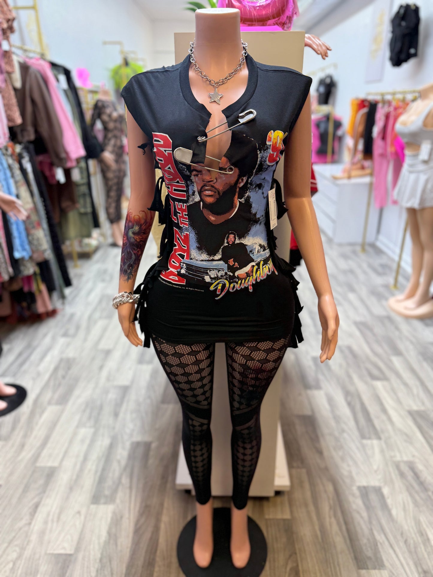90’s Icon Safety Pin Graphic Mini Dress