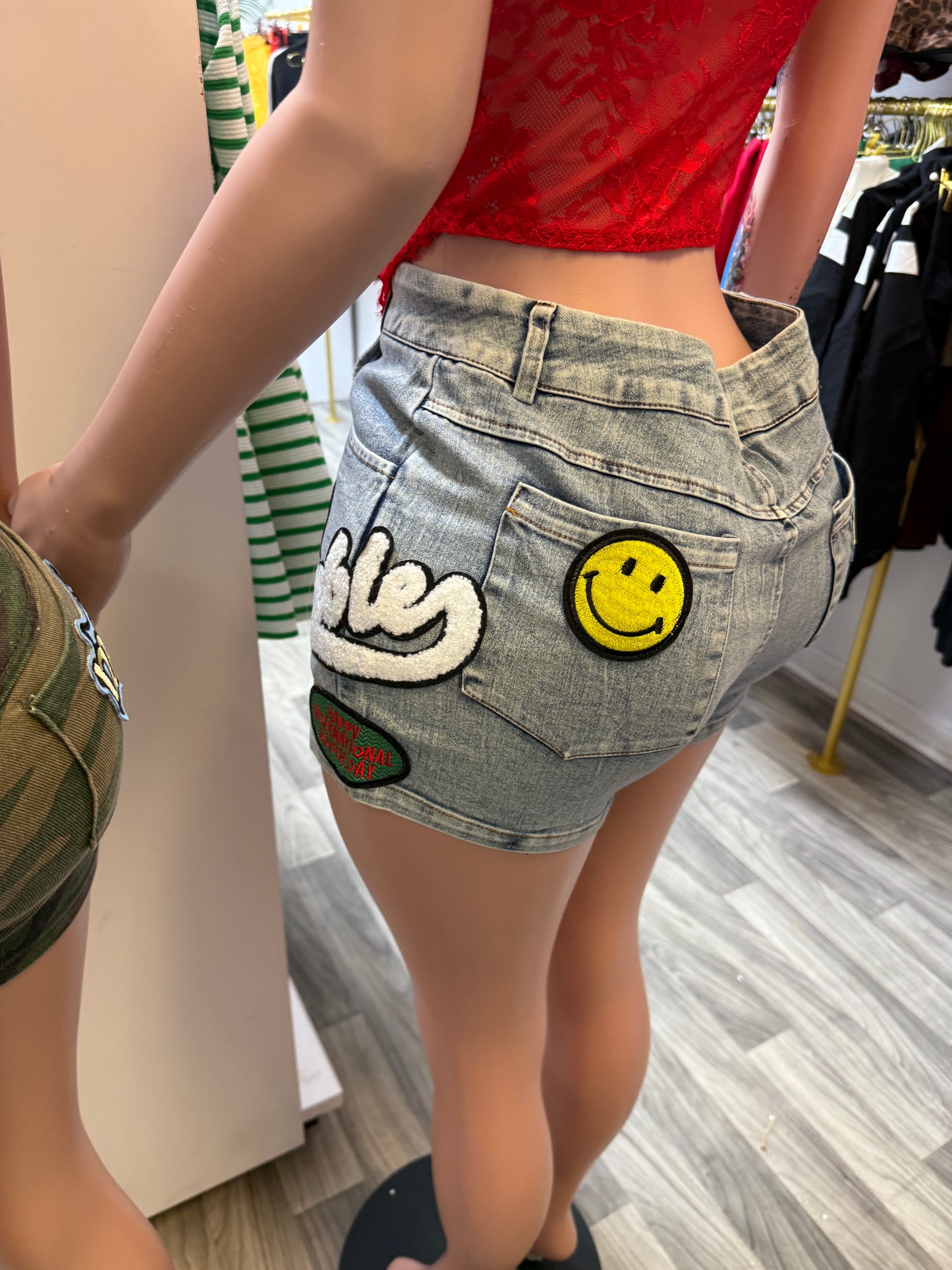 City Vibes Patch Denim Shorts