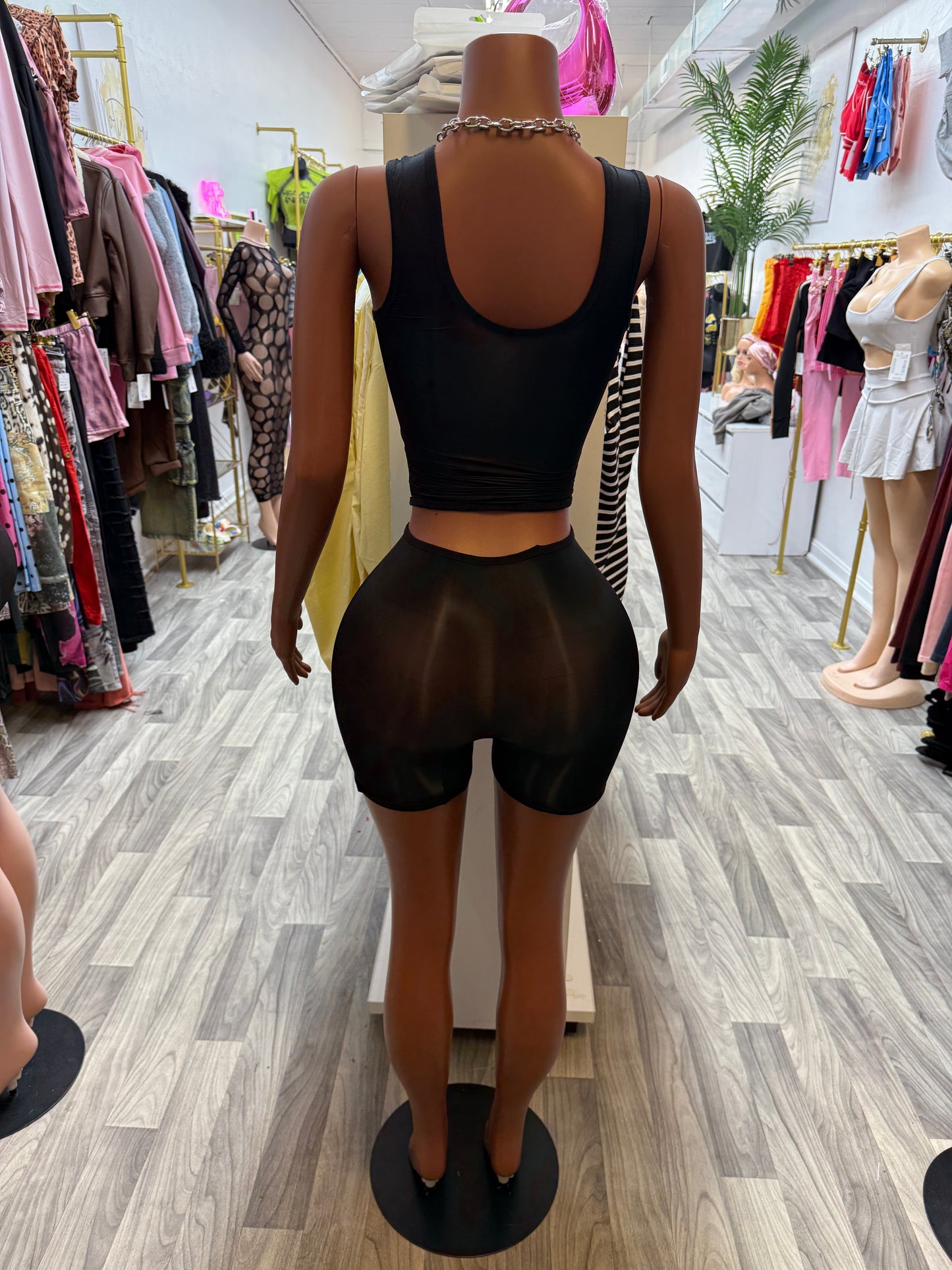 Second Skin Sculpt Tube Top Biker Short Set