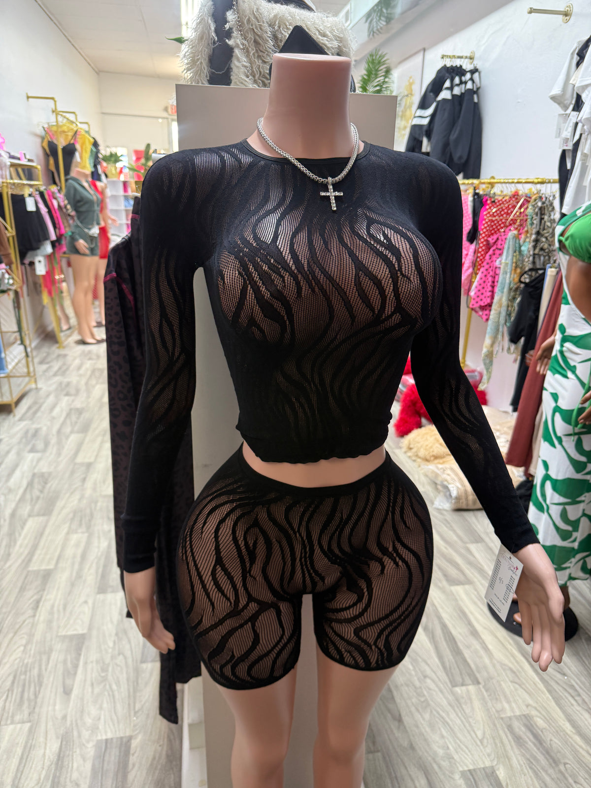 After Hours Sheer Swirl Two-Piece Short Set