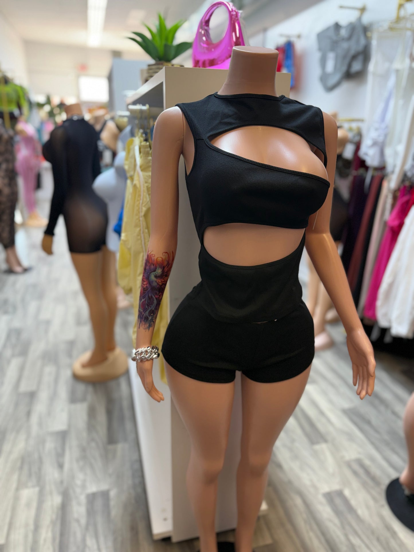 Midnight Edge Cutout Shorts Set