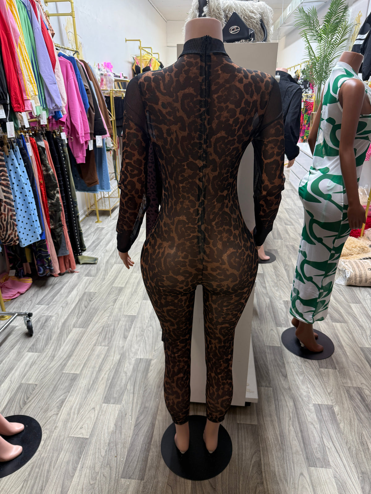 After Dark Leopard Mesh Jumpsuit