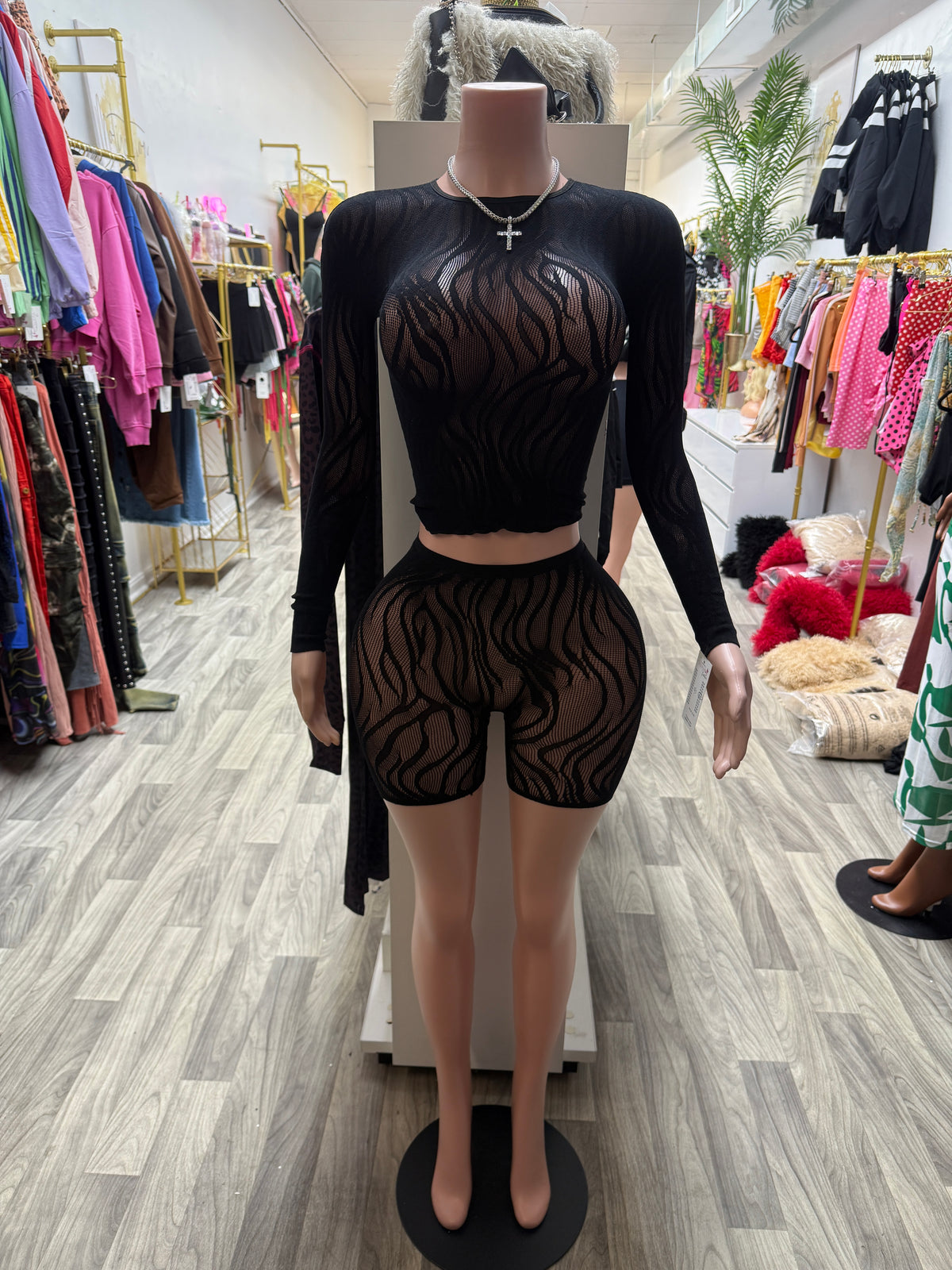 After Hours Sheer Swirl Two-Piece Short Set