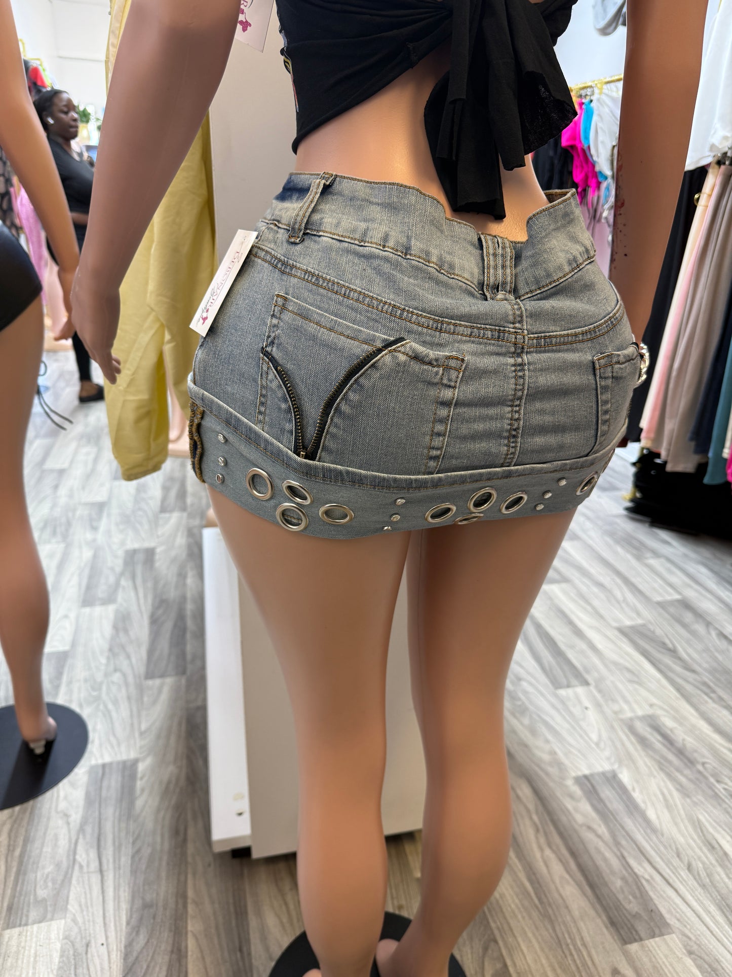 Y2K Grommet Denim Skort