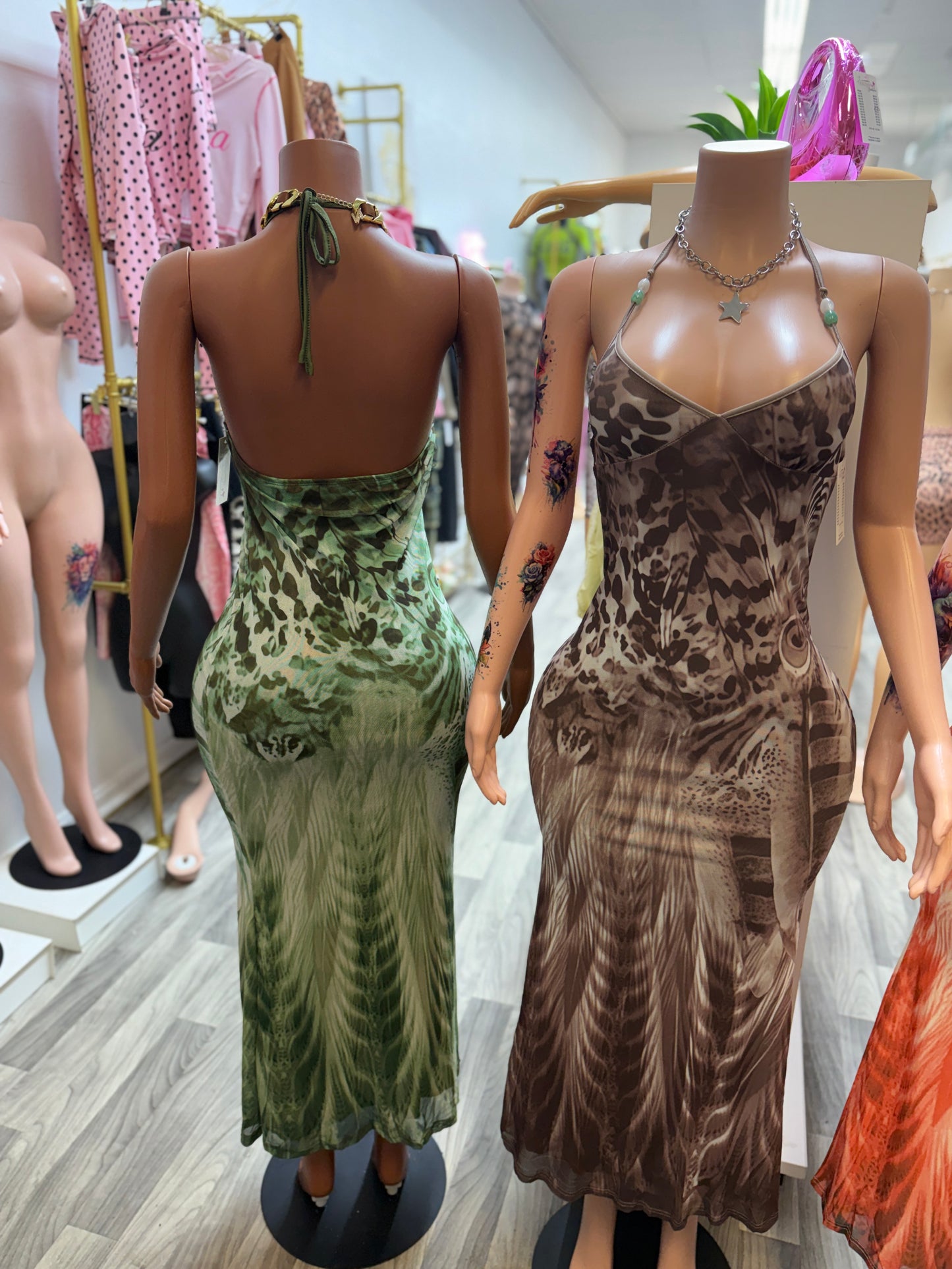 Wild Instinct Mesh Halter Maxi Dress