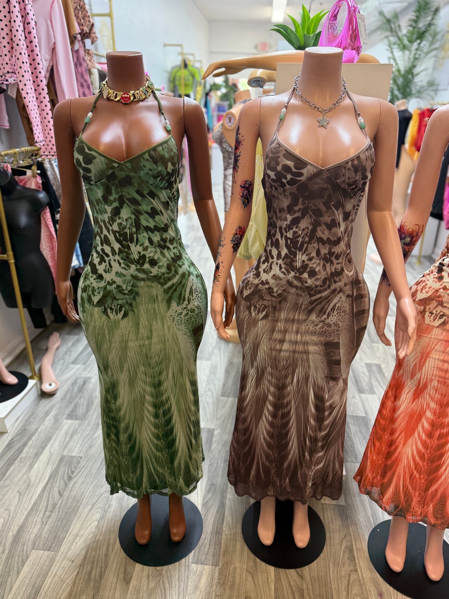 Wild Instinct Mesh Halter Maxi Dress