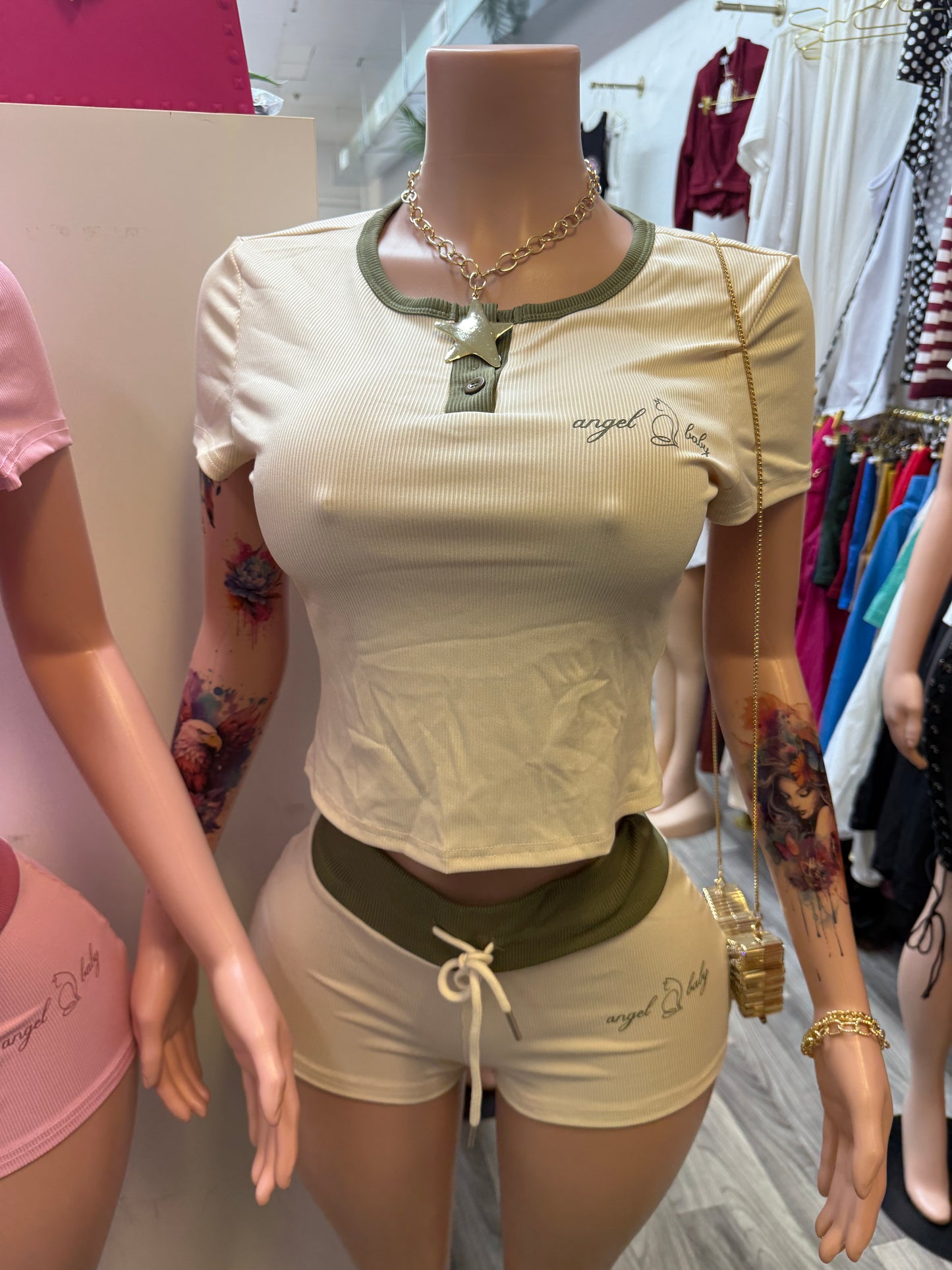 Angel Baby Ribbed Lounge Short Set