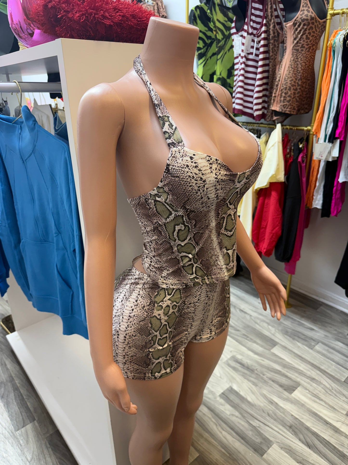 Wild Attraction Snake Print Short Set