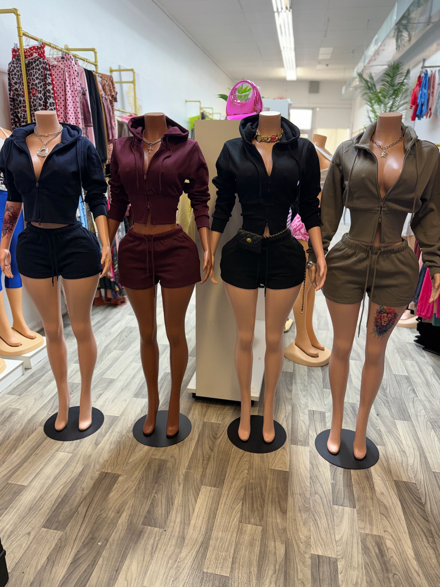 Off-Duty Luxe Cropped Hoodie Short Set