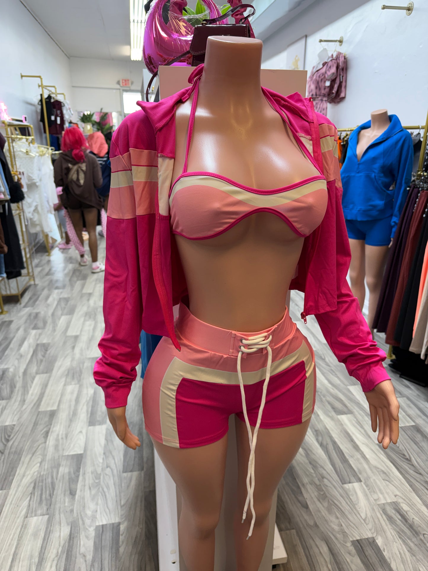 Pink Rush 3-Piece Active Luxe Short Set