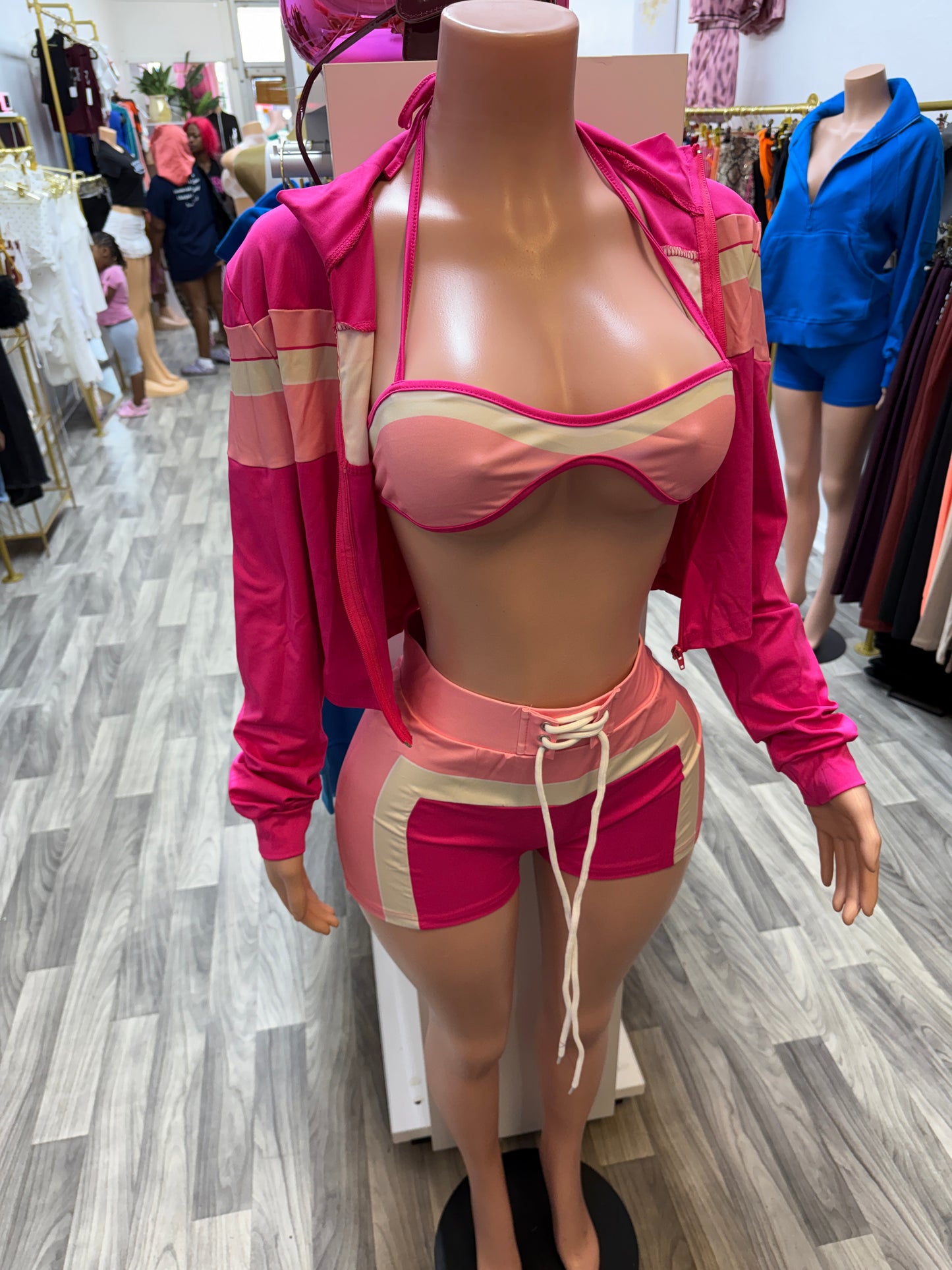Pink Rush 3-Piece Active Luxe Short Set