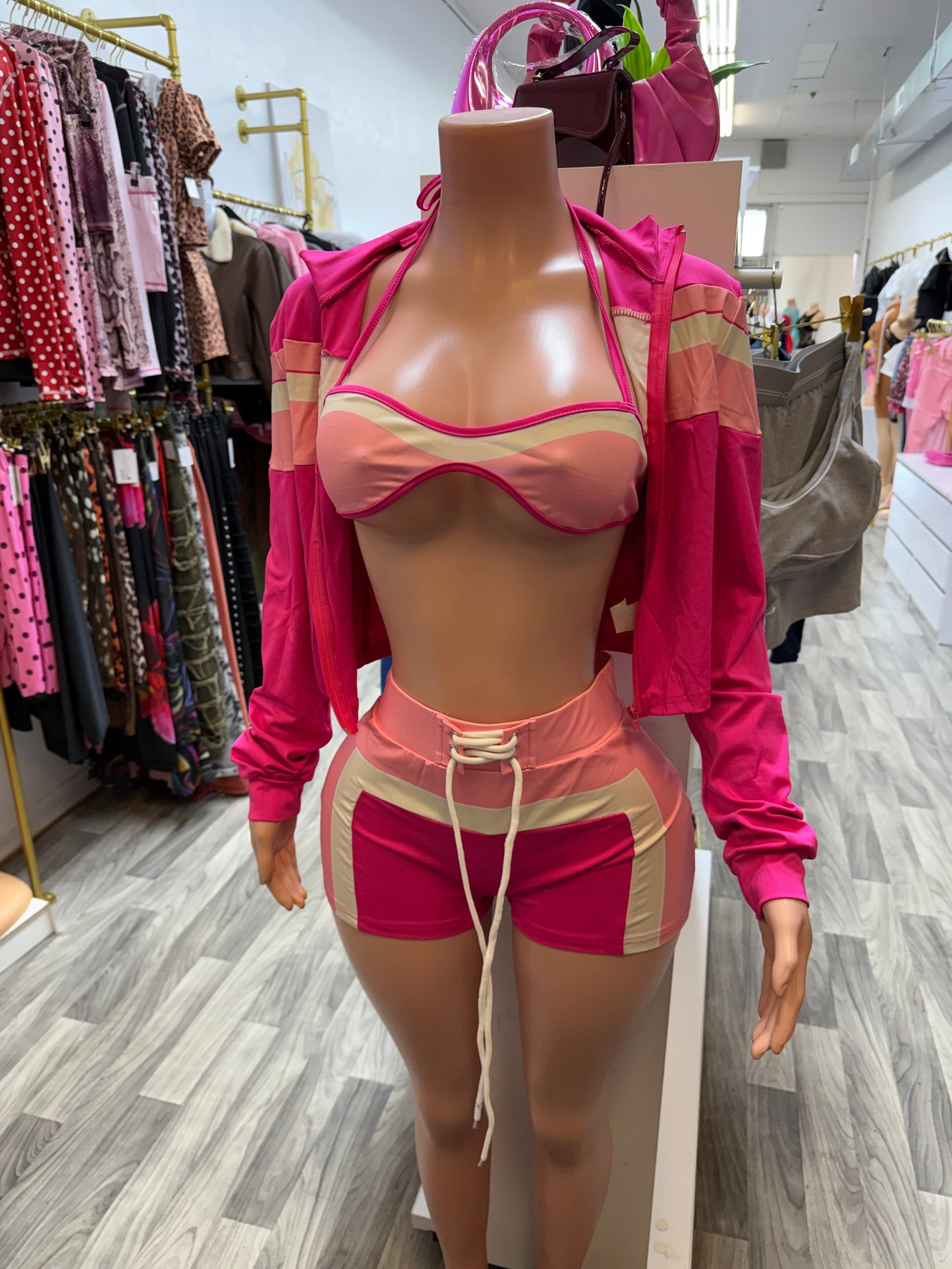 Pink Rush 3-Piece Active Luxe Short Set