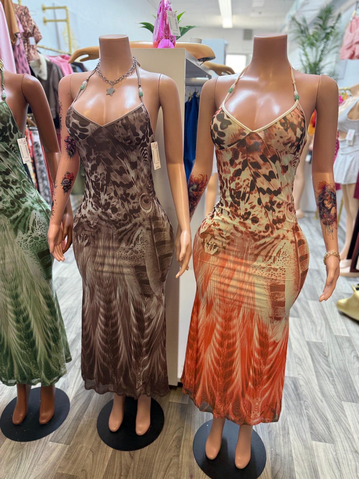Wild Instinct Mesh Halter Maxi Dress