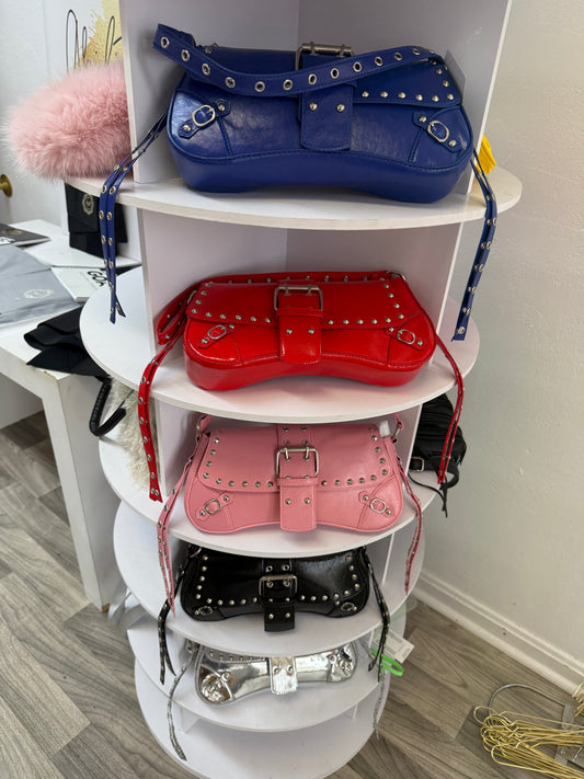 Rebel Luxe Studded Buckle Shoulder Bag