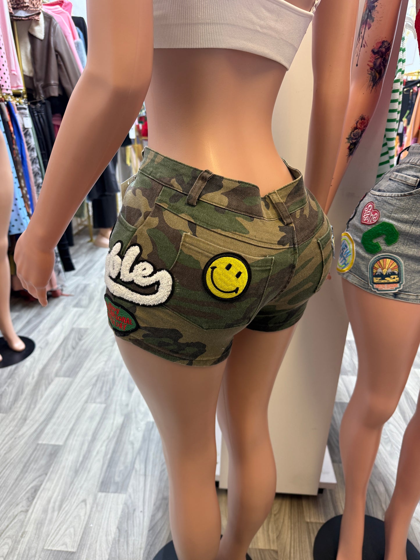 City Vibes Patch Denim Shorts