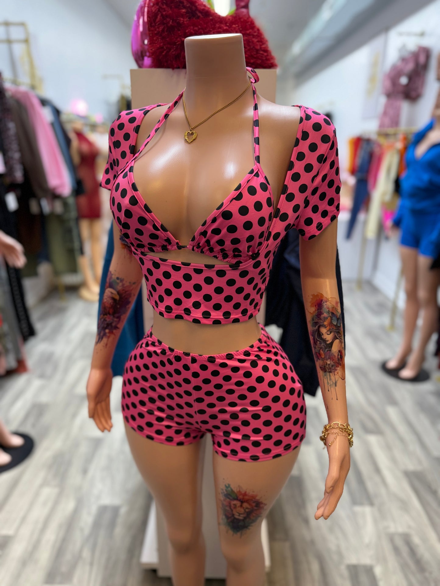 Pretty In Polka 3-Piece Short Set