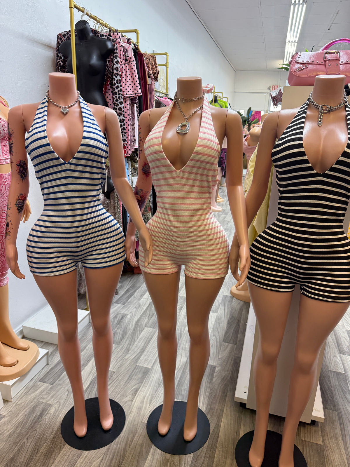 Sunkissed Stripes Halter Romper