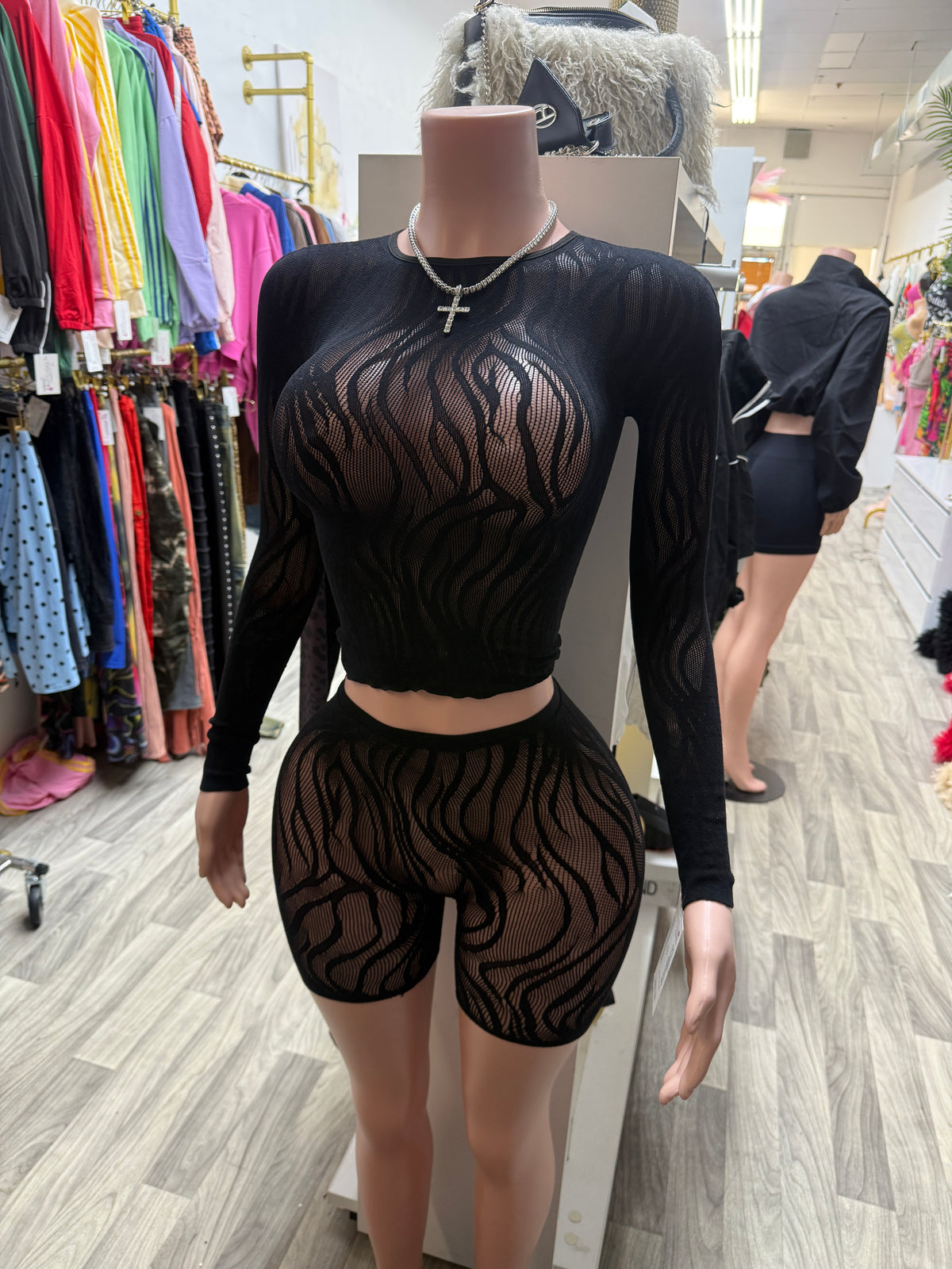 After Hours Sheer Swirl Two-Piece Short Set
