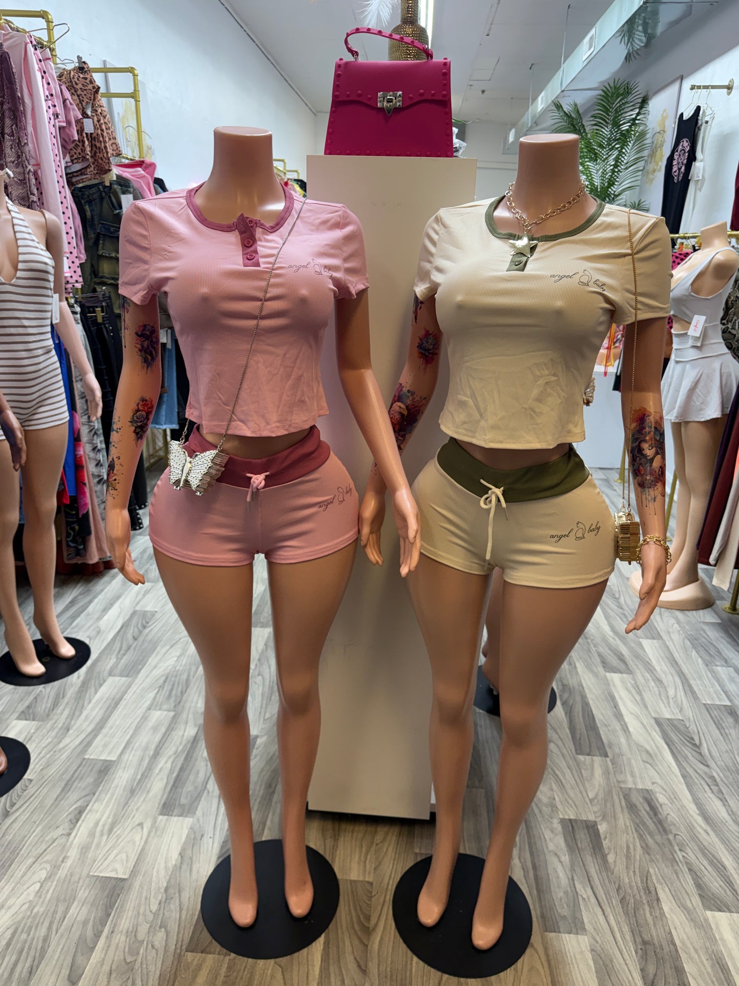 Angel Baby Ribbed Lounge Short Set
