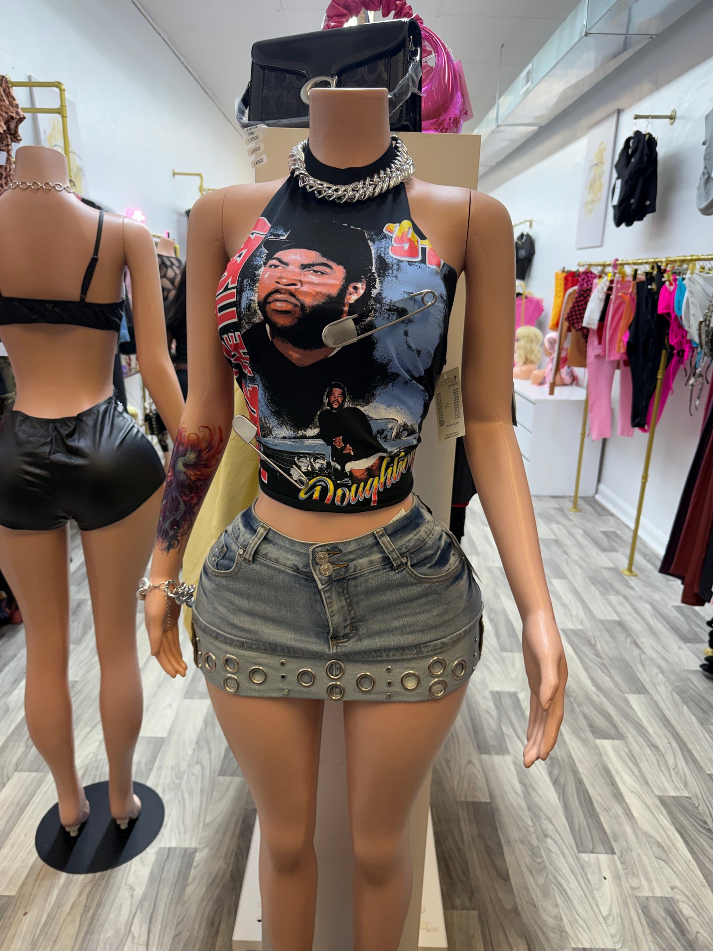 Y2K Grommet Denim Skort