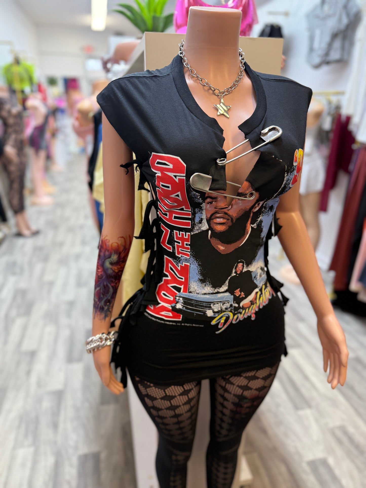 90’s Icon Safety Pin Graphic Mini Dress