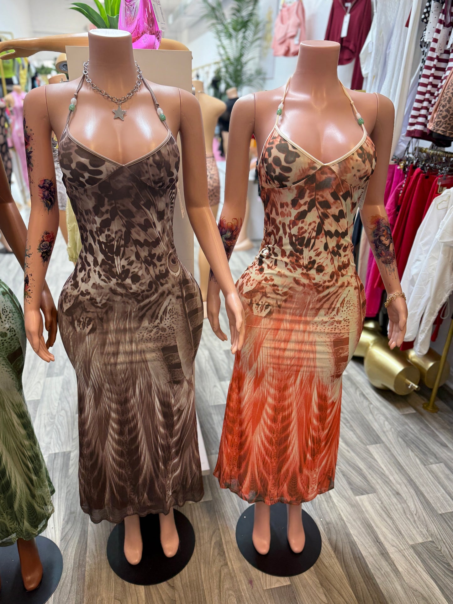 Wild Instinct Mesh Halter Maxi Dress
