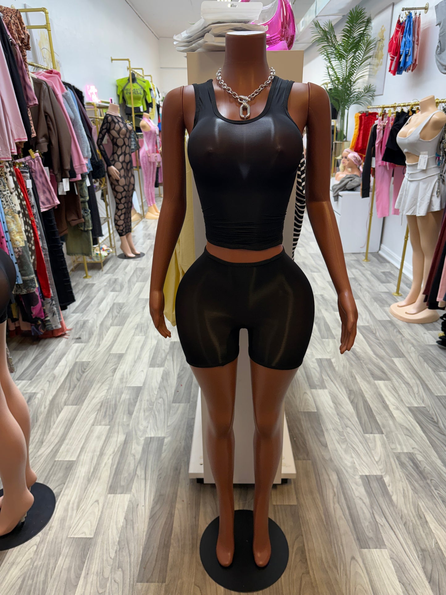 Second Skin Sculpt Tube Top Biker Short Set