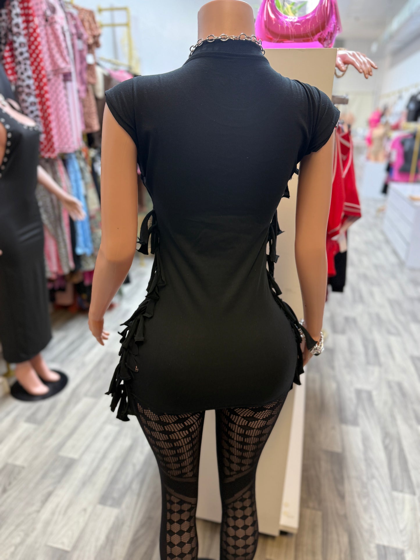 90’s Icon Safety Pin Graphic Mini Dress