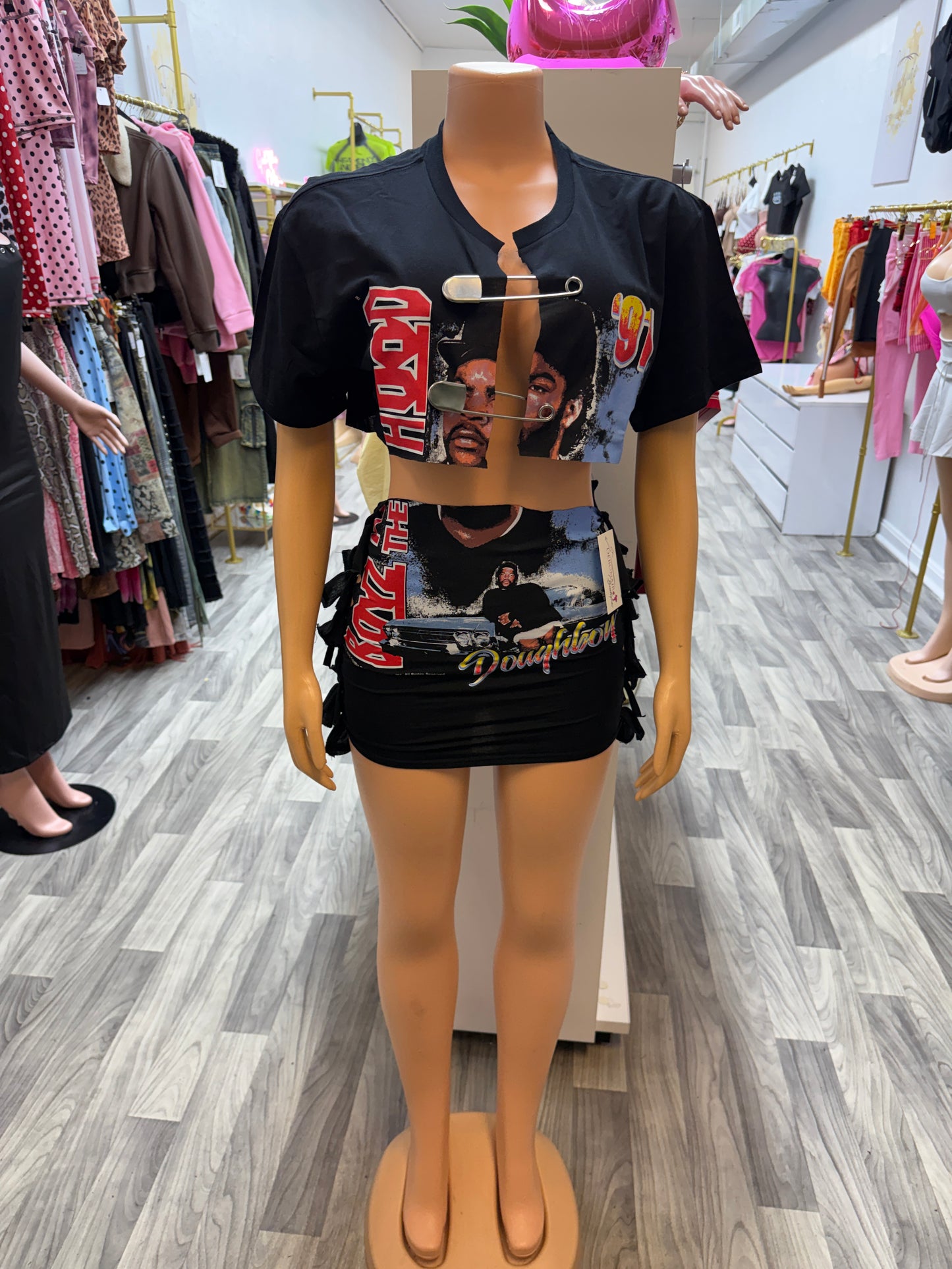 90’s Icon Safety Pin Graphic Skirt Set