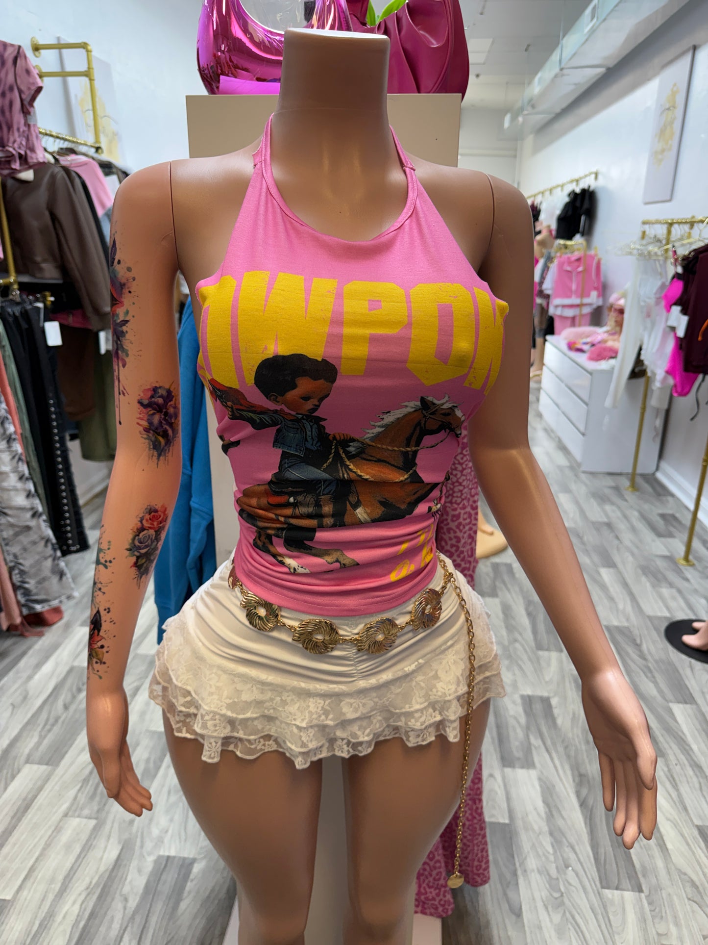 Cowgirl Barbie Graphic Halter Top 💕🐎✨